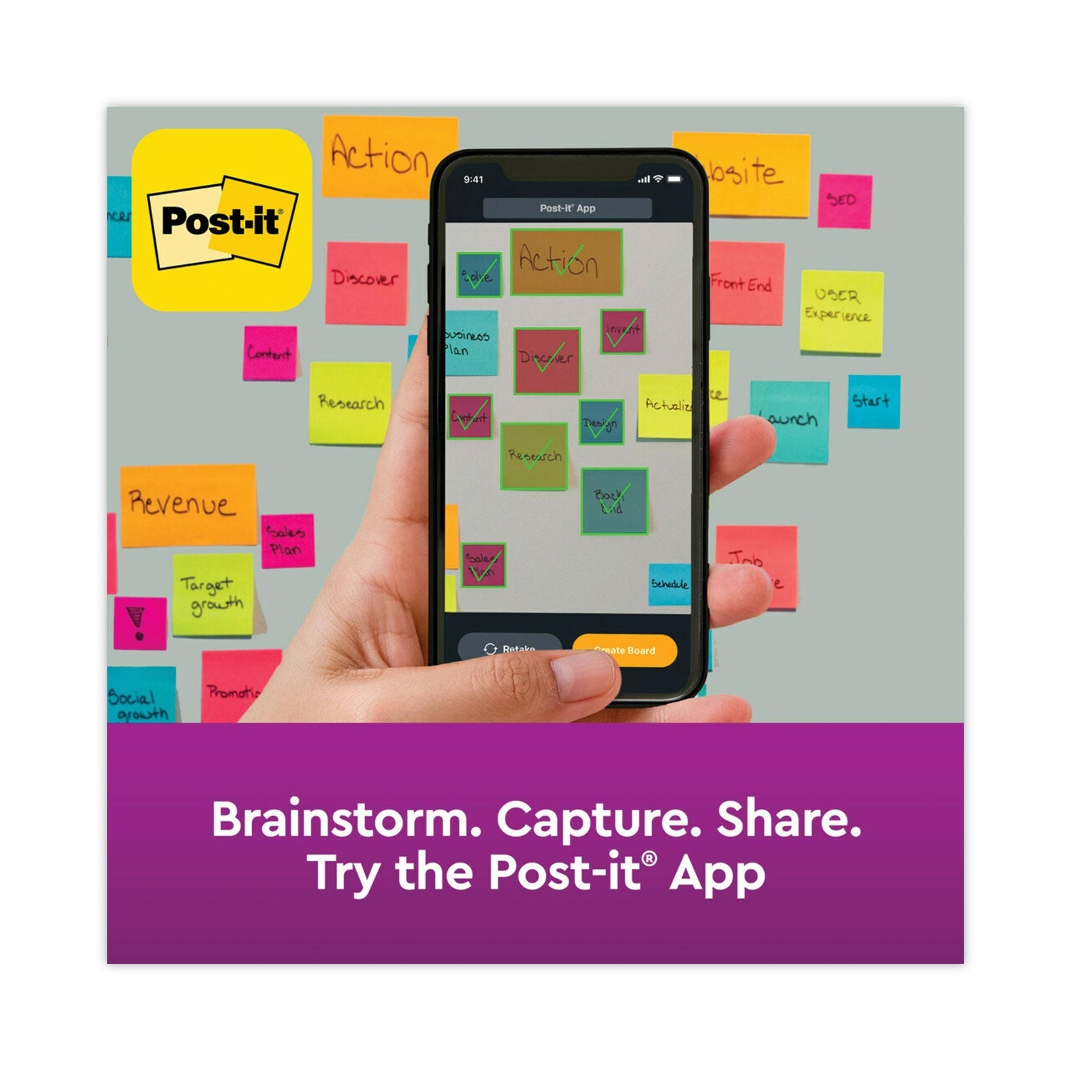 Post-it Pads in Energy Boost Collection Colors, Cabinet Pack, 3" x 3", 70 Sheets/Pad, 24 Pads/Pack